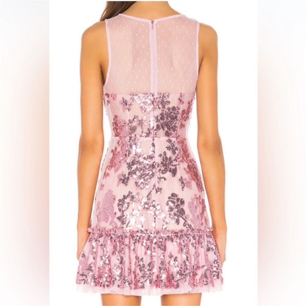 NBD x Revolve Pink Sequin Sweet Dreams Mini Dress Plunging Deep V-Neck L - Picture 3 of 9